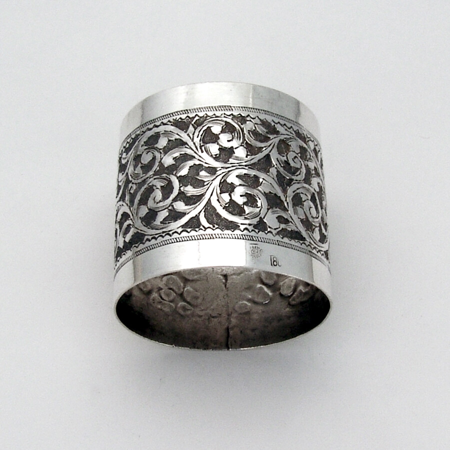 Large Ornate Scroll Napkin Ring 800 Standard Silver