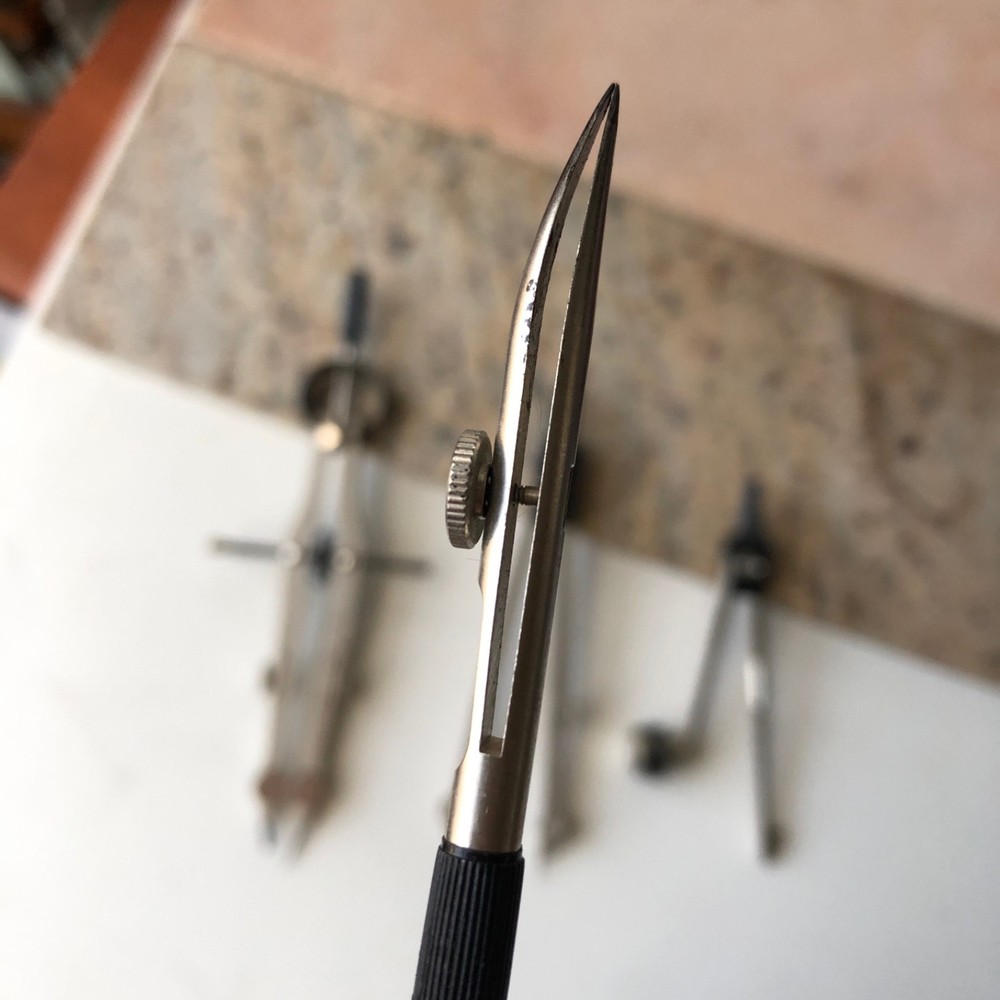 Set of 4 Vintage Drafting Tools - Compasses & Ruling Pen