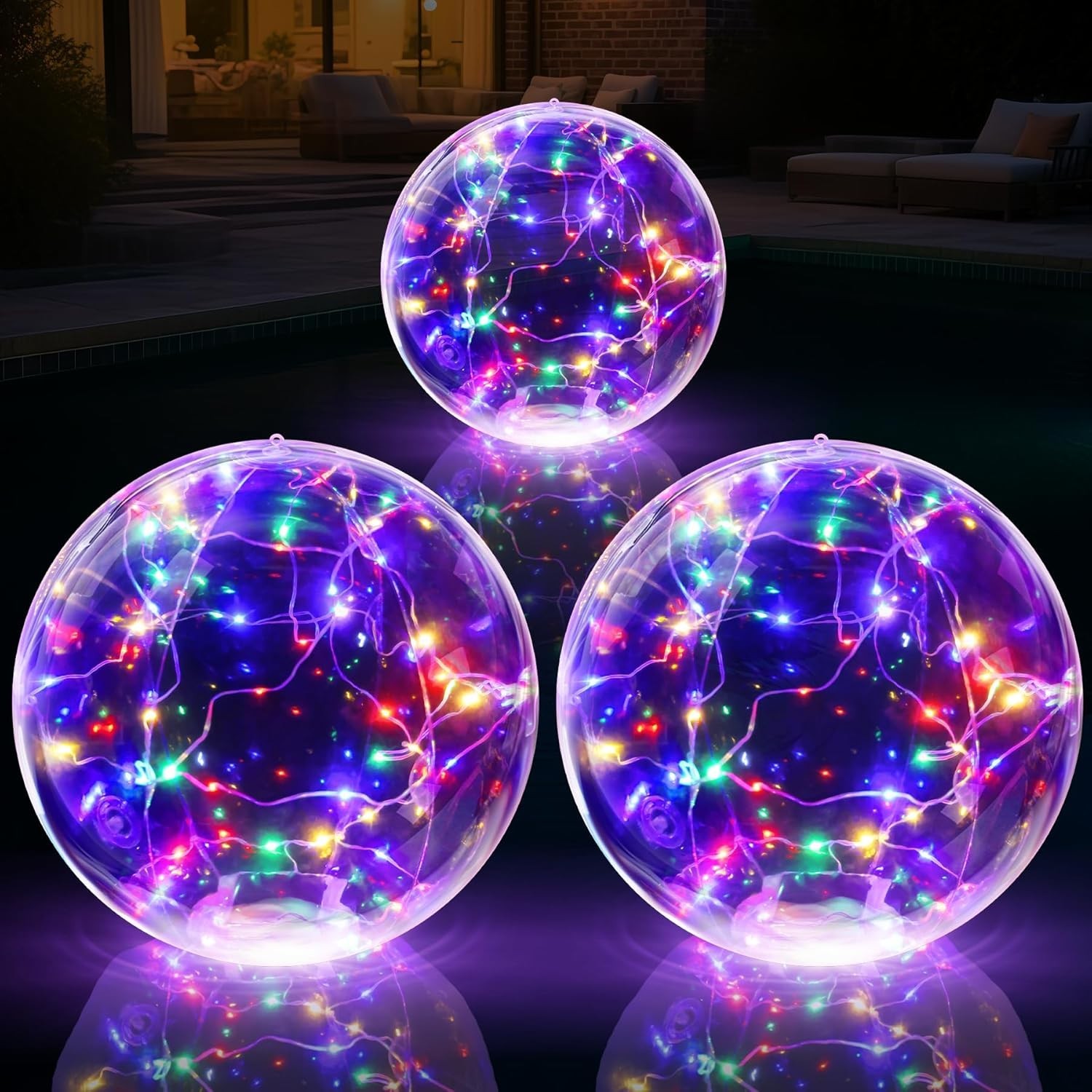 Solar Floating Pool Lights, 14 Inch Colorful Solar Pool Light Balls, Floating...