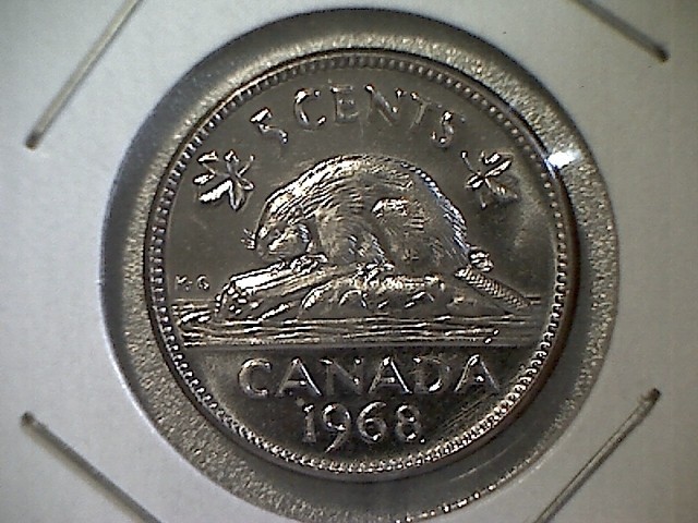 1968 Canada Uncirculated, Proof-Like - 5 Cent Coin (D)