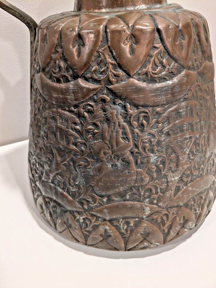 ANTIQUE MIDDLE EASTERN/PERSIAN LARGE TINNED COPPER jug ewer jar
