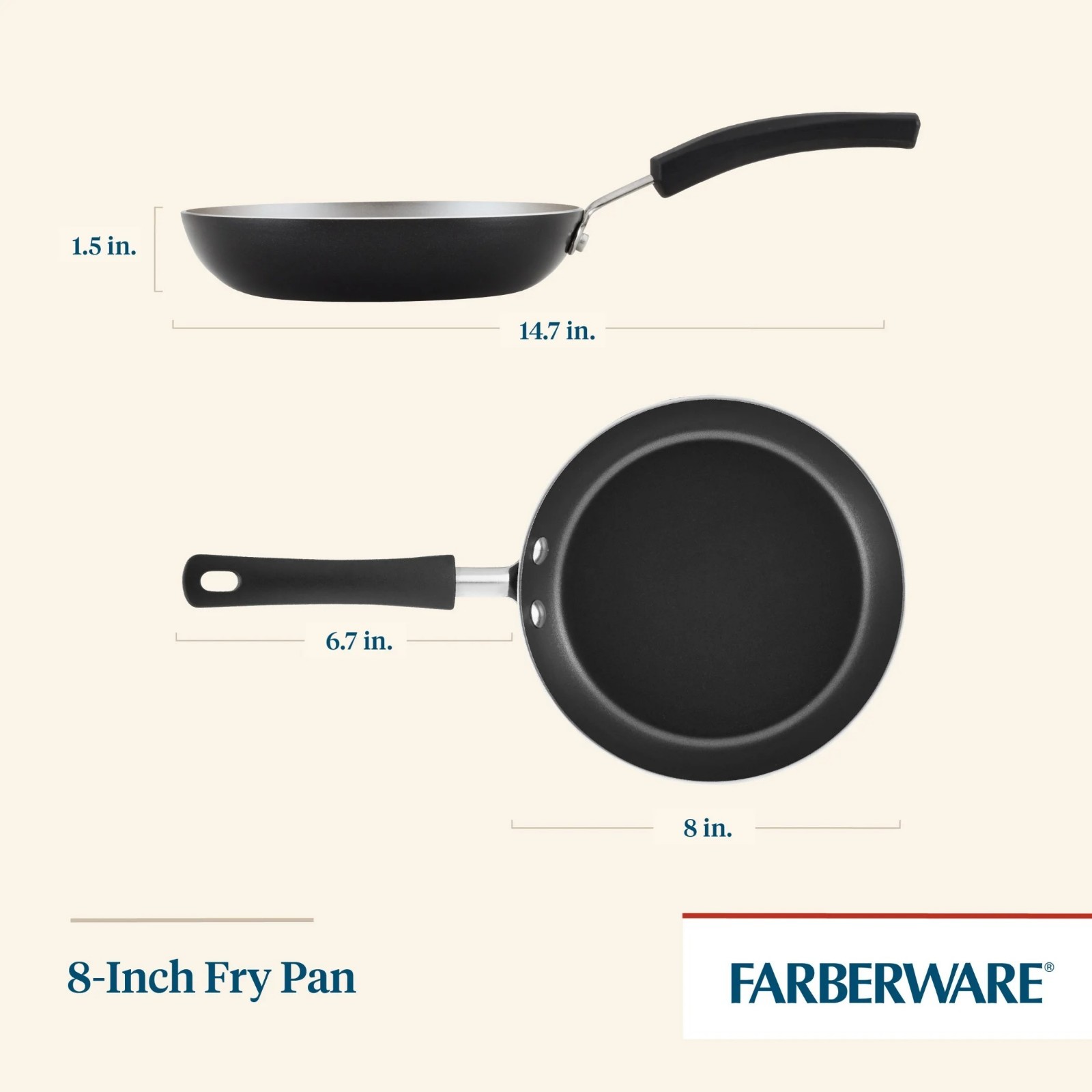 Farberware Easy Clean 8 Inch Nonstick Frying Pan / Skillet, Dishwasher Safe, Bla