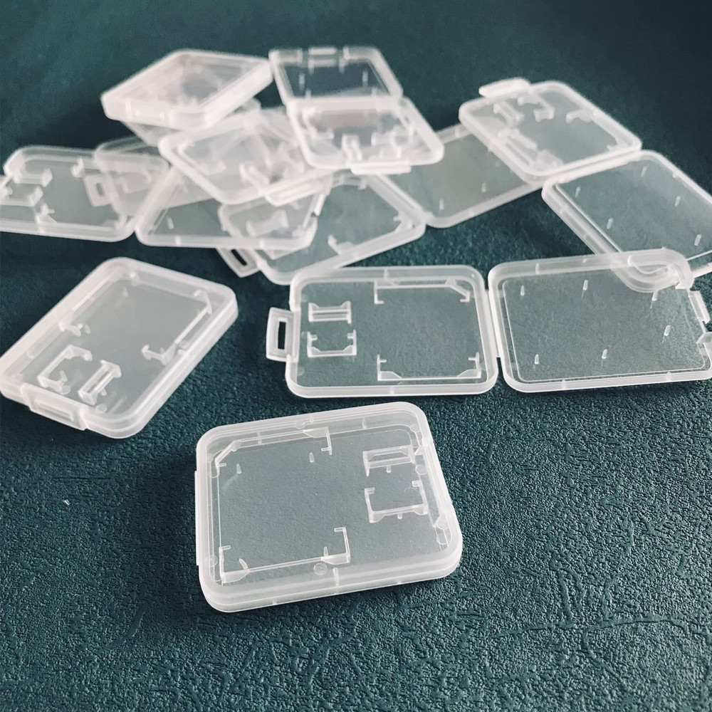 HYMAOME 20pcs Micro SD Card Storage Case Clear Plastic Small, Clear,