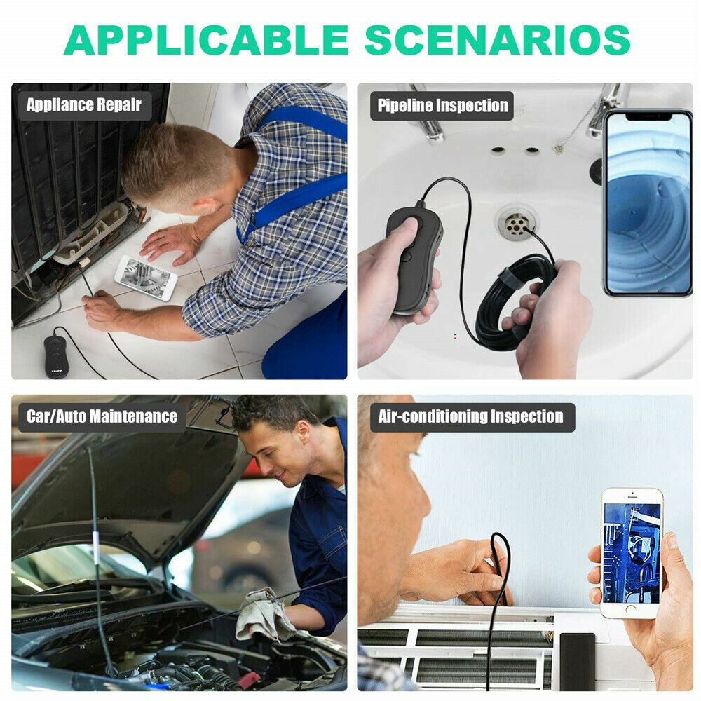 10m LED HD Endoscope Camera Borescope Inspection Wifi For Android iPhone