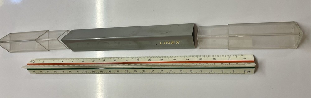 LINEX 301E TRIANGLE RULER IN CASE DENMARK ARCHITECT DRAFTING SURVEYING