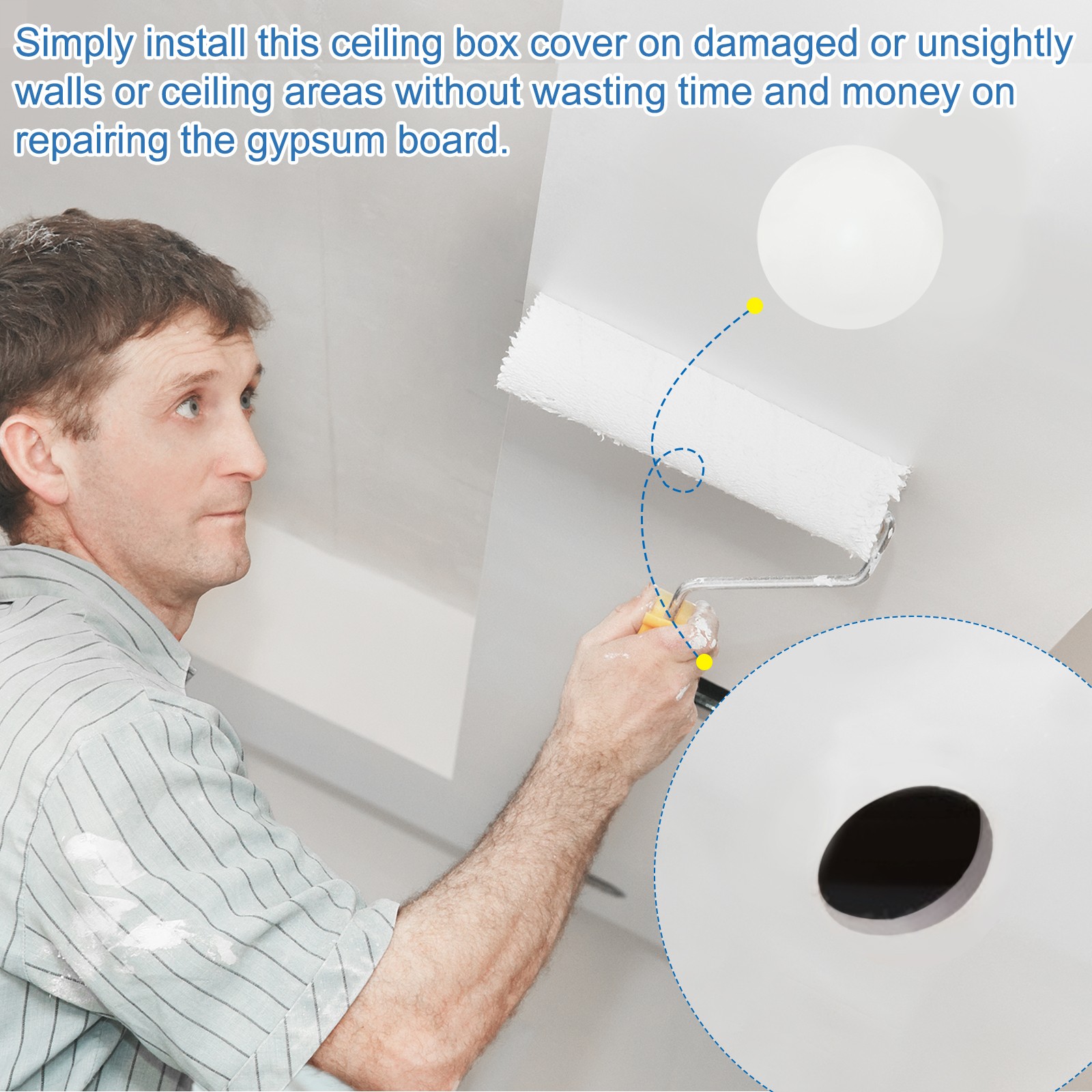 2Pack 7.3" Spring Ceiling Cover Plate Suitable for 5-7 " Round Hole, White