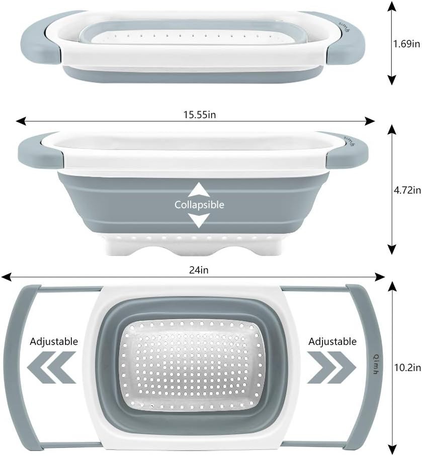 Collapsible Colander Over The Sink Silicone Kitchen Strainers & Colanders