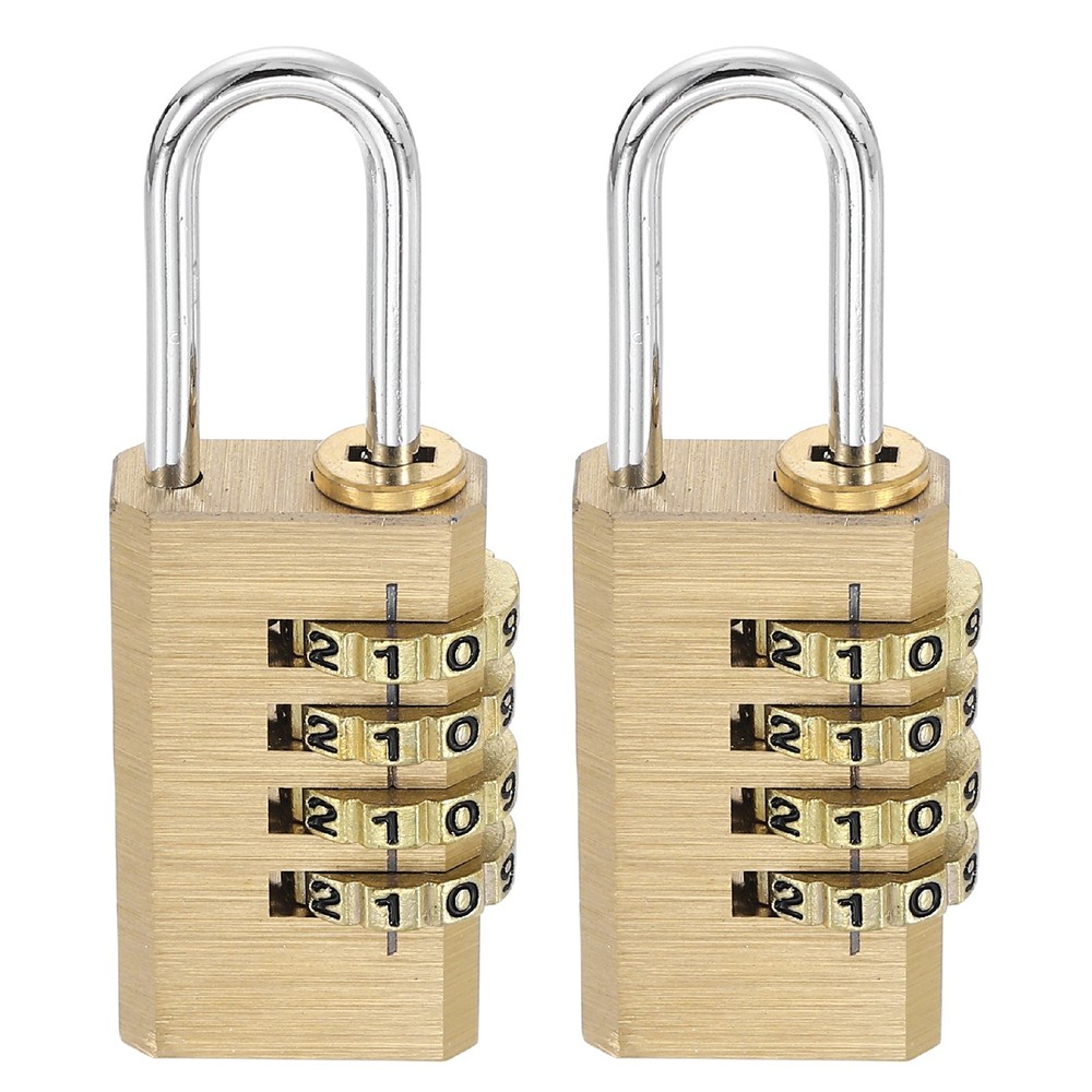 Brass Combination Lock 2.36", 2Pcs 4 Digit Resettable Combination Padlock Yellow