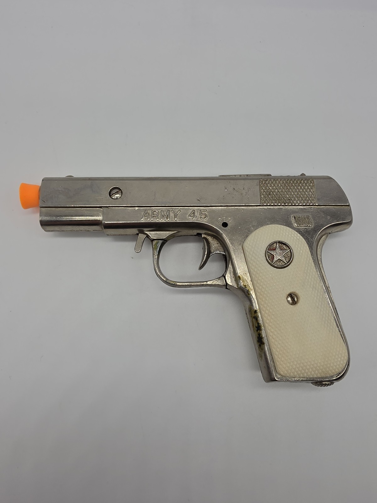 VINTAGE HUBLEY ARMY 45 CAP GUN - COLT 1911 - Working, Oiled- 1950'S