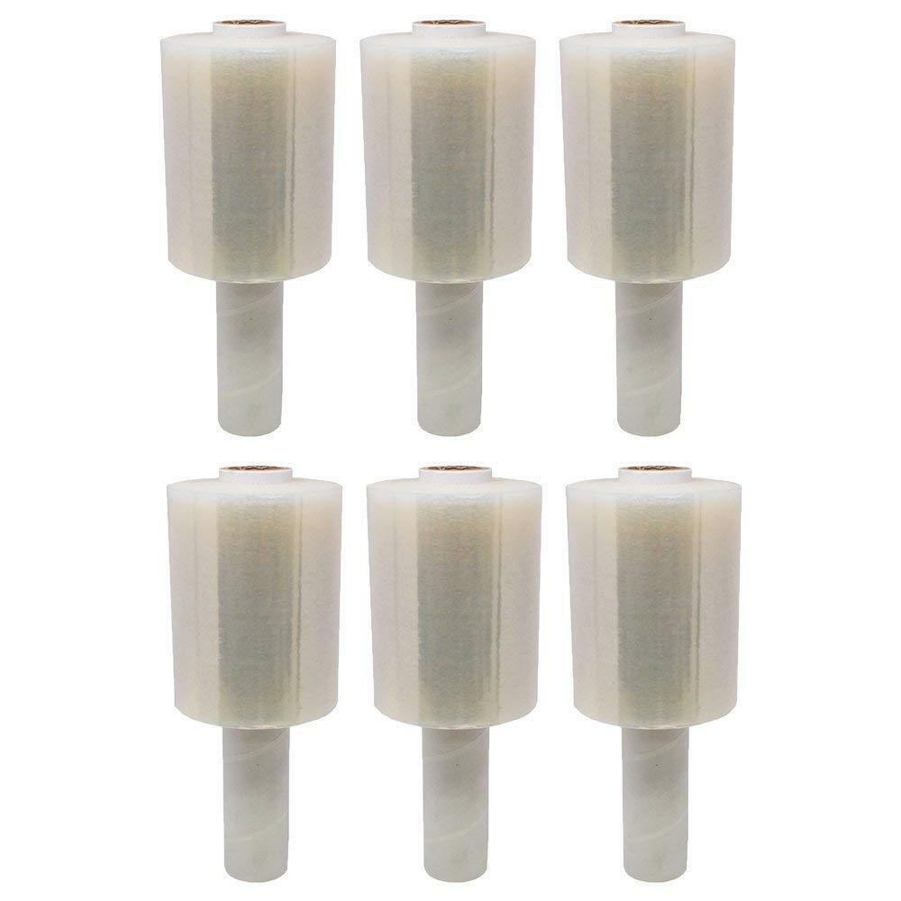 5" in. x 1000FT 80 Gauge 6 Rolls Stretch Shrink Film Hand Wrap With Handle