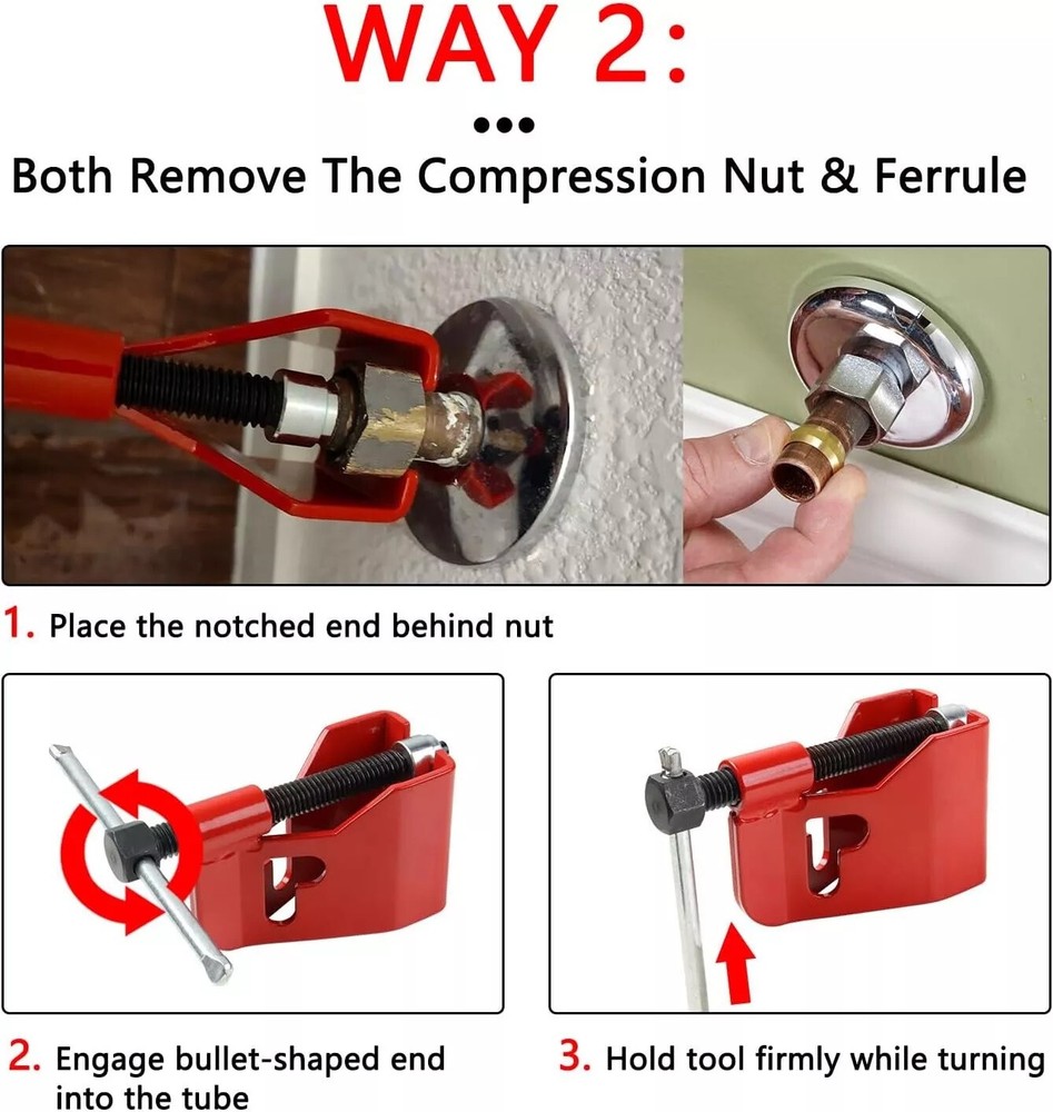 Compression Sleeve Puller Tool Remove Pipe Ferrule Nut Bolt Tubing Plumbing Tool