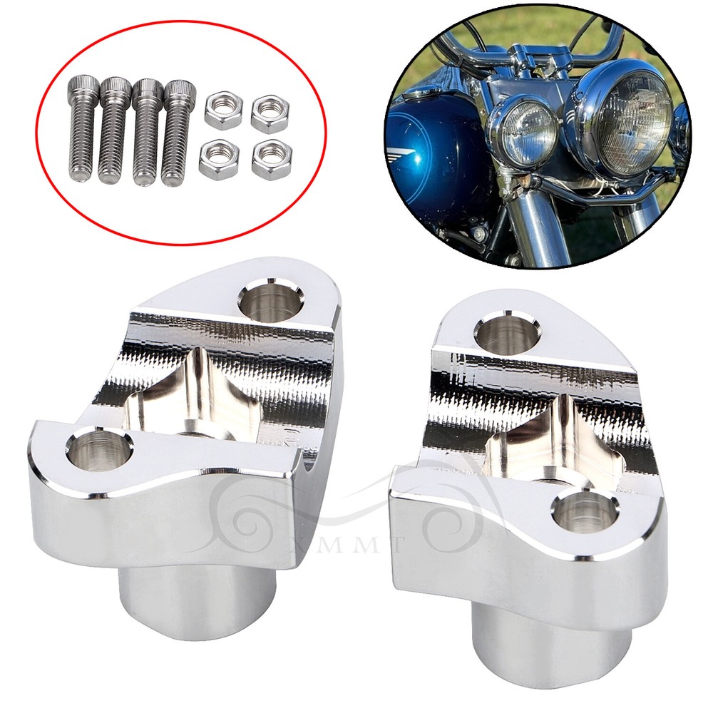 Chrome 2" Handlebar Risers Bottom For Harley Dyna Sportster Softail Custom FXSTC