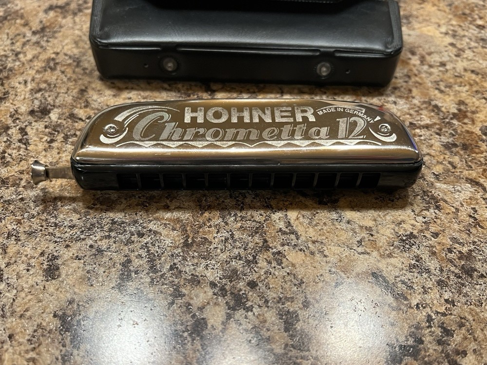 HOHNER Chrometta 12 Chromatic Harmonica Key C Silver Chrome with Case & Manual