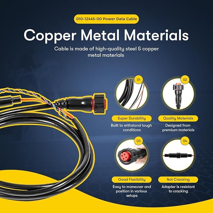 For Garmin echoMAP 4-pin 6ft Threaded Power Data Cable Chartplotter 010-12445-00