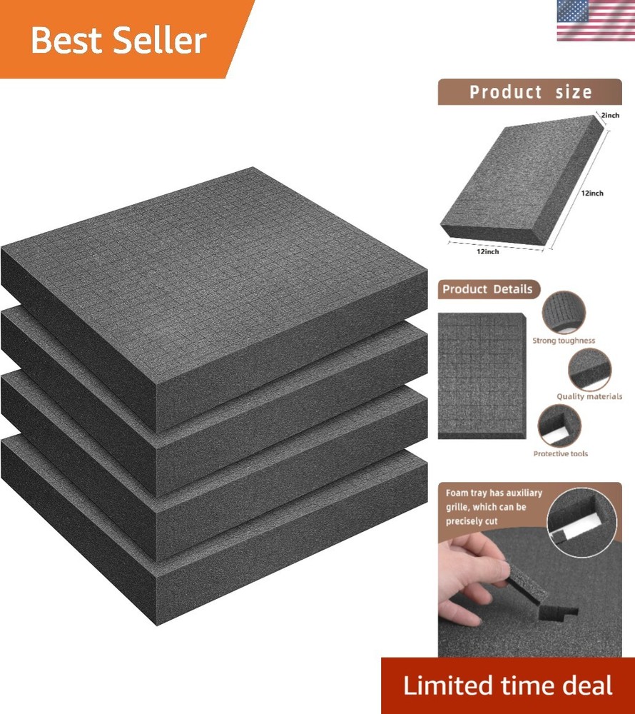 Customizable 12 x 12 x 2” Black Foam Inserts - Perfect for Games & Tools