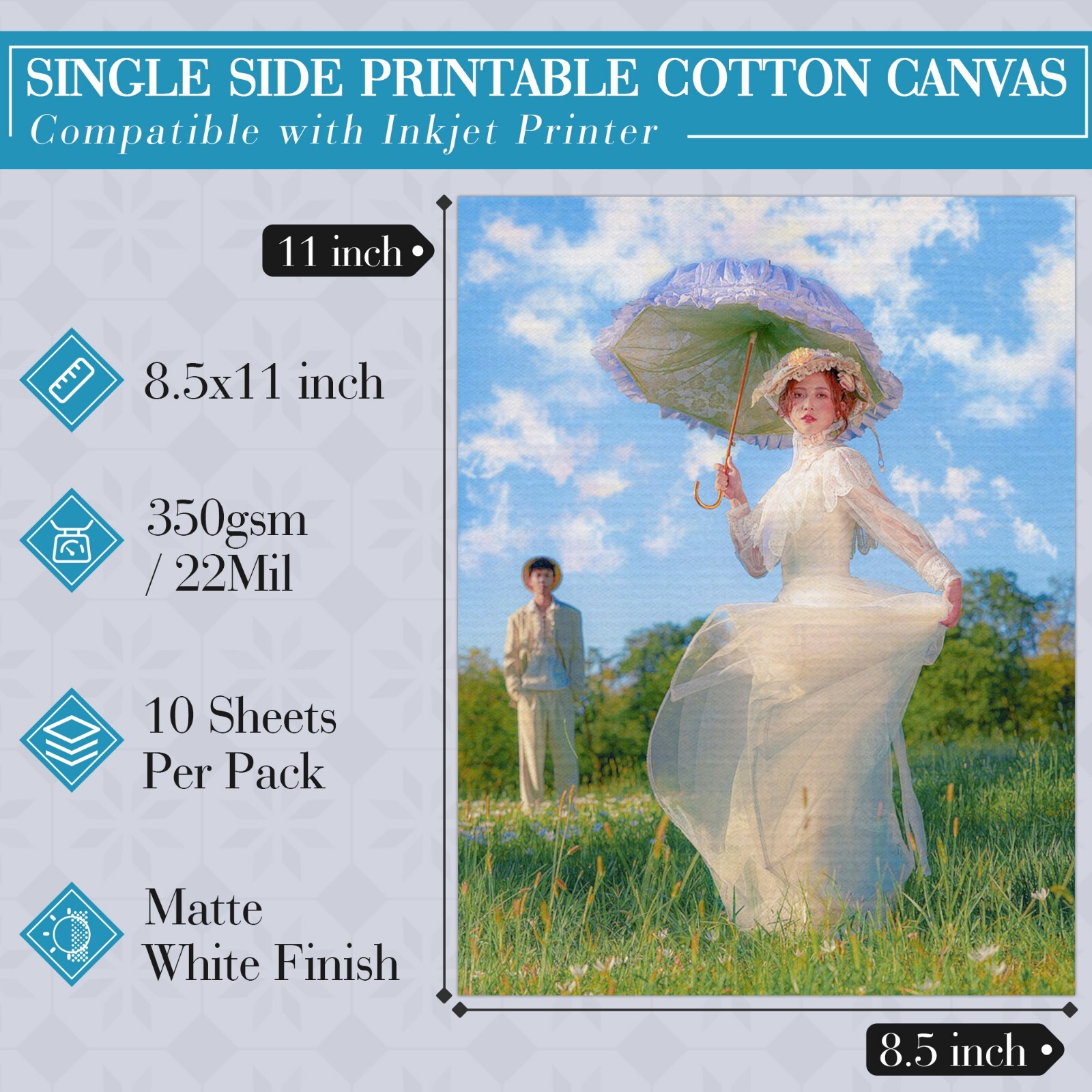 Koala Inkjet Canvas Paper 8.5x11 100% Cotton Matte Photo Paper 350g 22Mil Thick