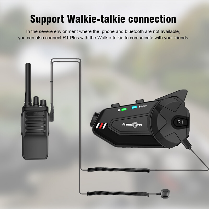 Bluetooth Motorcycle Intercom Headset Communication Camera Helmet Kit R1 Plus