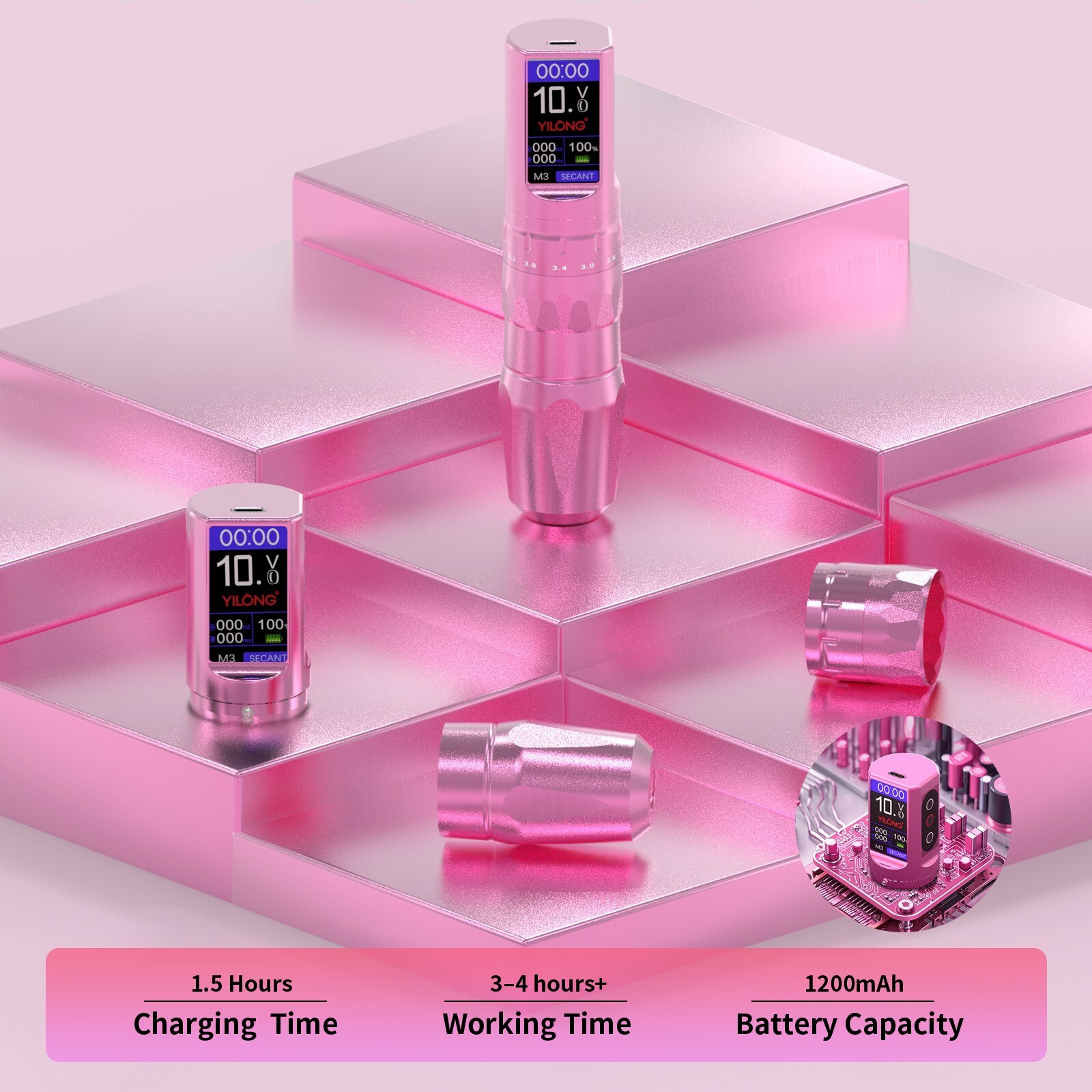 Tattoo Gun Kit Complete Adjustable 6-Stroke Rotary Pen Machine with Ink Needles