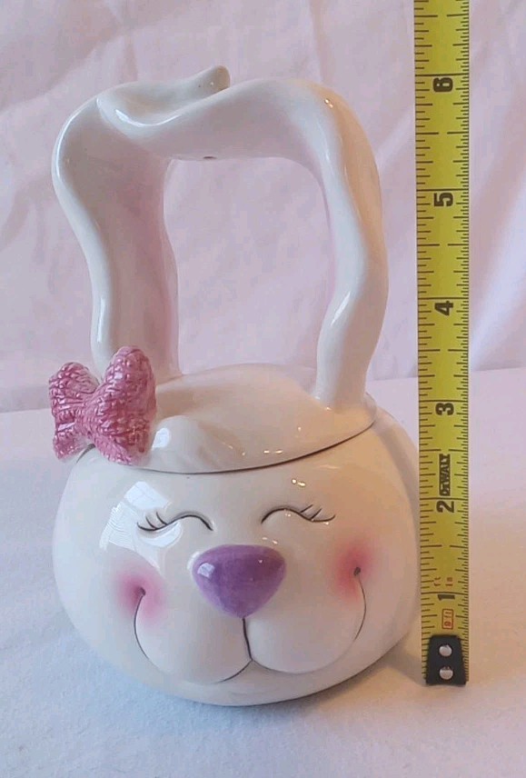 Bunny Rabbit Candy Dish Long Ear Handle Ceramic