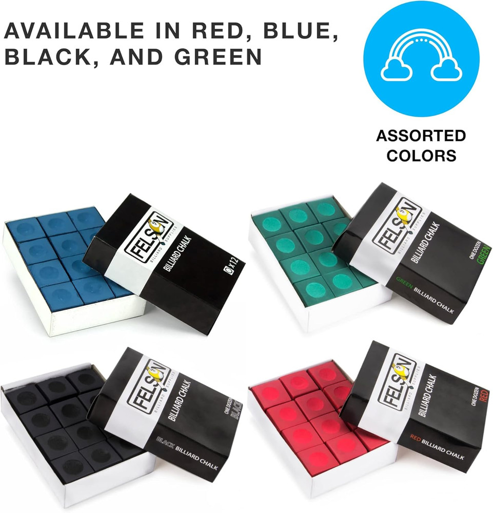 Felson Pool Cue Chalk Cubes with Storage Box – Billiards Table Accessories