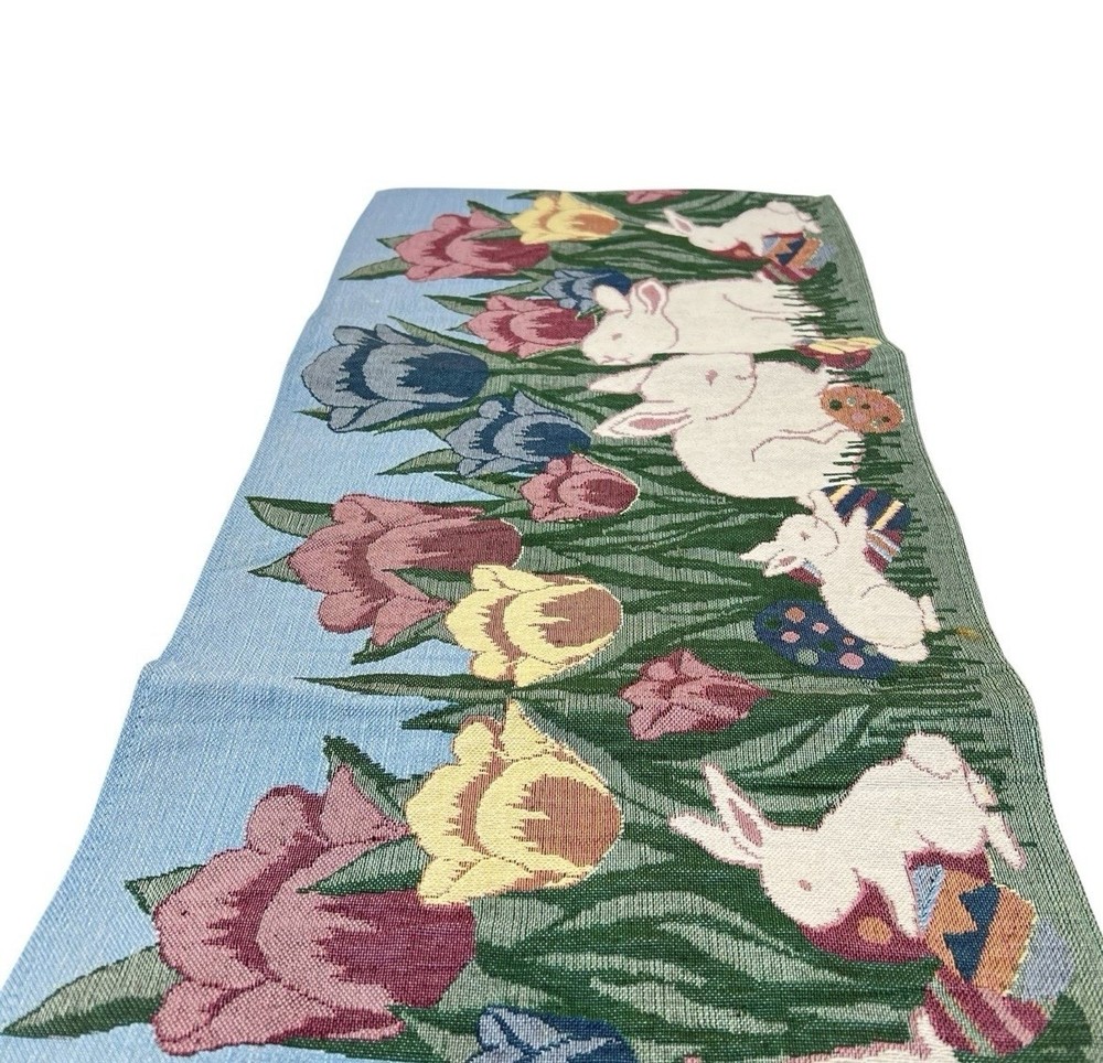 Easter Spring Bunny Table Runner 12.25” x 73.5”