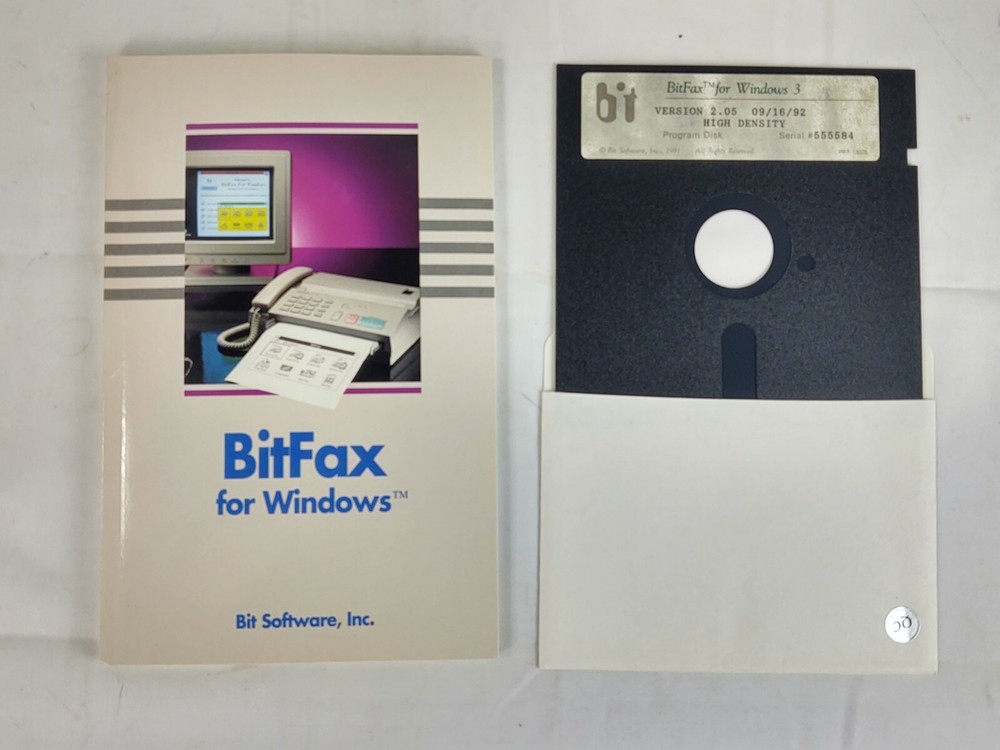 BitFax For Windows Manual + Software 5.25" Floppy Disk Bitfax Windows 3 Ver 2.05