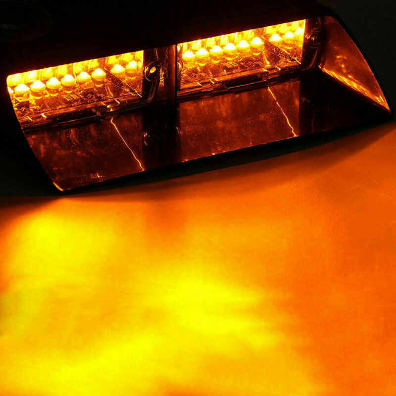 Amber 16 LED Car Windshield Strobe Light Lamp Bar 12V