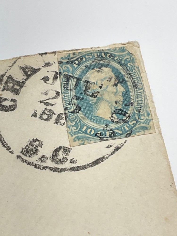 CIVIL WAR CSA STAMPED ENVELOPE POST MARKED CHARLESTON SC N. E. RAILROAD @215