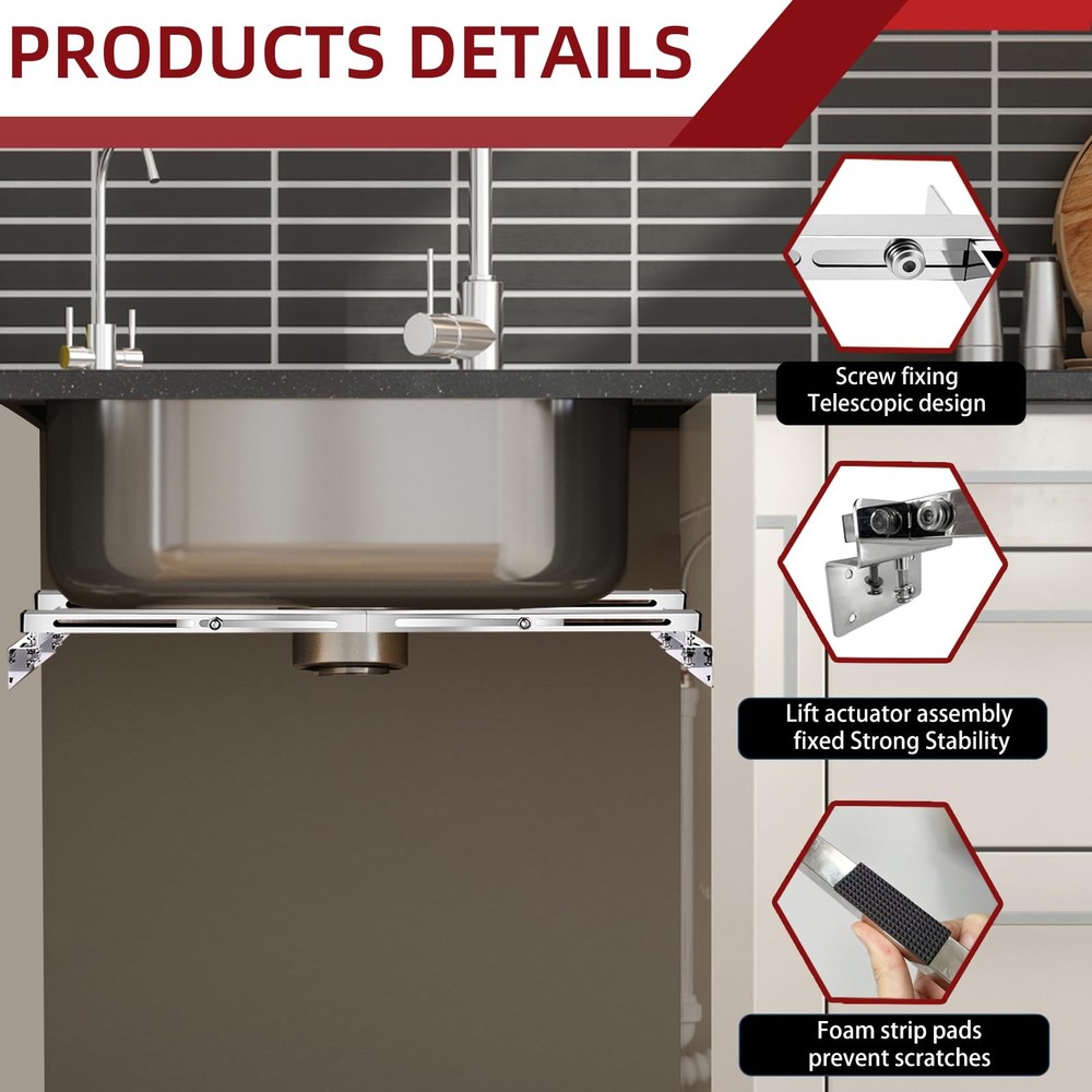 Undermount Sink Brackets, Adjustable Undermount Sink Supports, Stainless Stee...