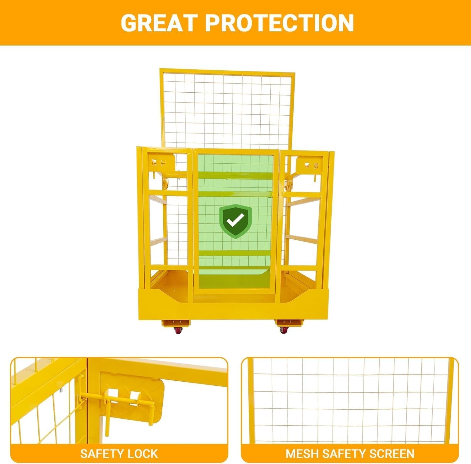 Forklift Safety Cage, 43" x45" Forklift Man Basket,1400 LBS Capacity Platform