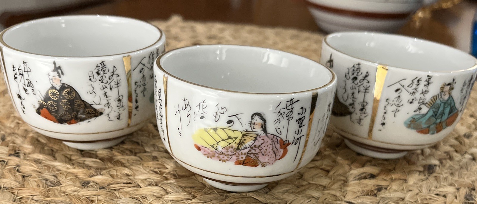 Antique Japanese Kutani Porcelain Teapot with 6 cups