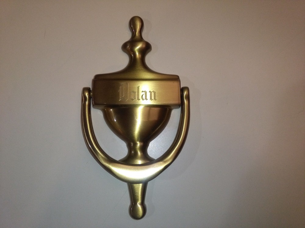 Solid Brass door knocker personalized "Dolan"  Things Remembers made in Spain