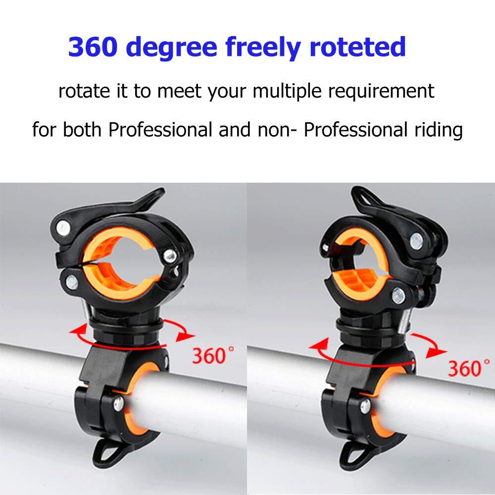 2 Pack 360° Rotation Flashlight Mount Holder Bicycle LED Light Clip Clamp