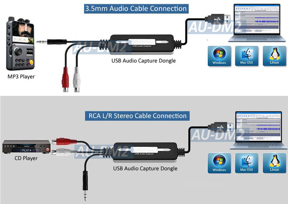 PC Mac USB-Based Audio Capture Recorder – Digitize AUX or RCA To MP3 WAV Format