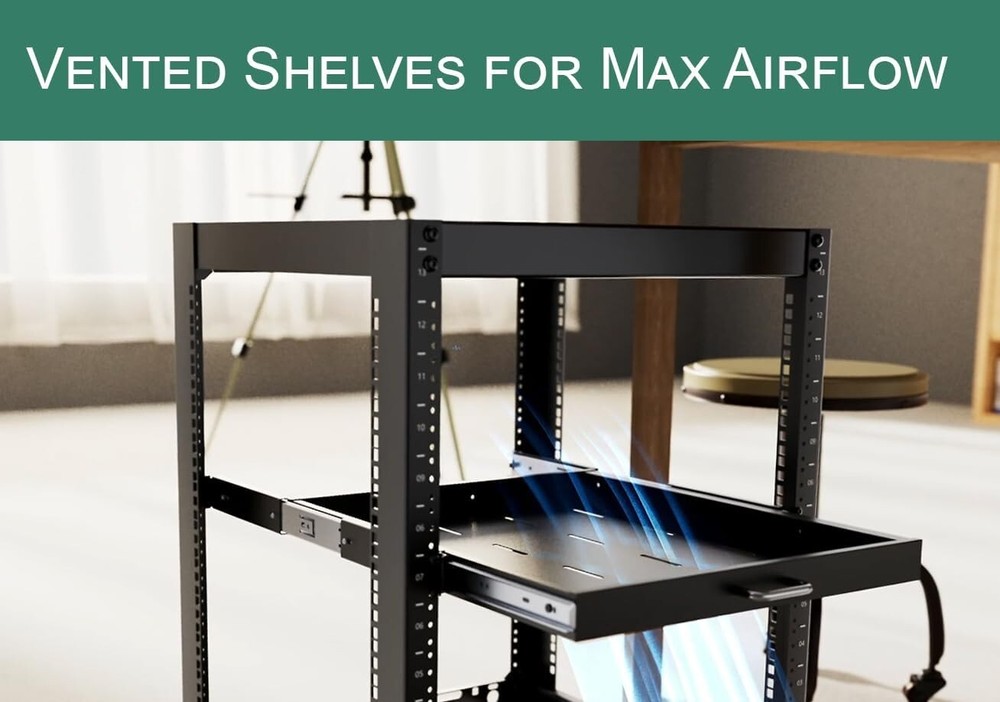 ynVISION.DESIGN 1U Server Rack Mountable Slide Out Shelf with Handle