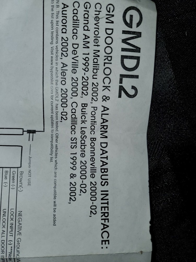 DYNA GMDL2 GM DOORLOCK & ALARM DATABUS INTERFACE for Selected GM'S