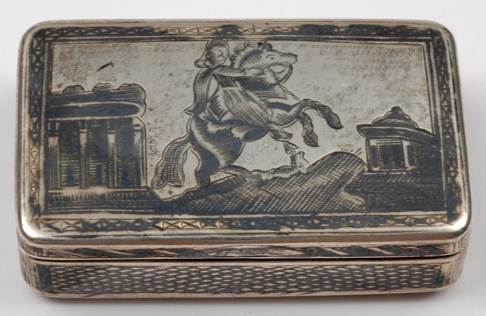 Moscow silver with niello box, 1860
