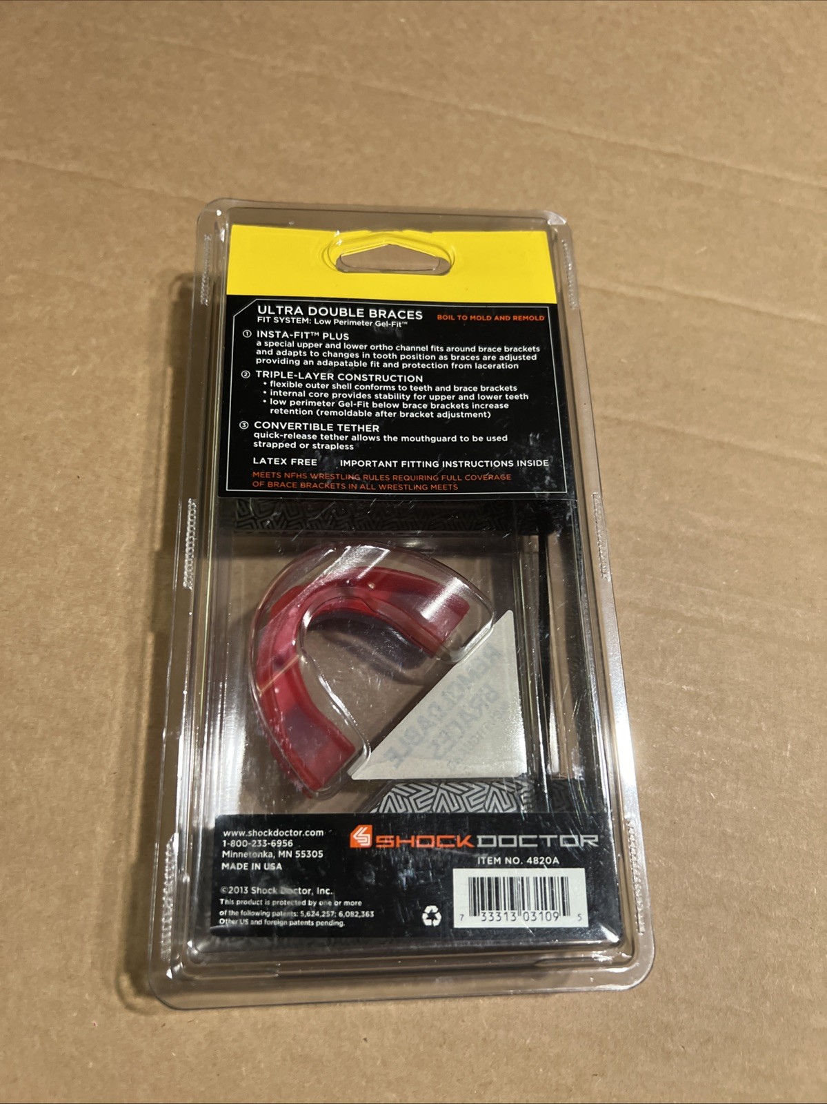 Shock Doctor Ultra Double Braces Mouthguard - Remoldable - Adult 12+ -Red- New