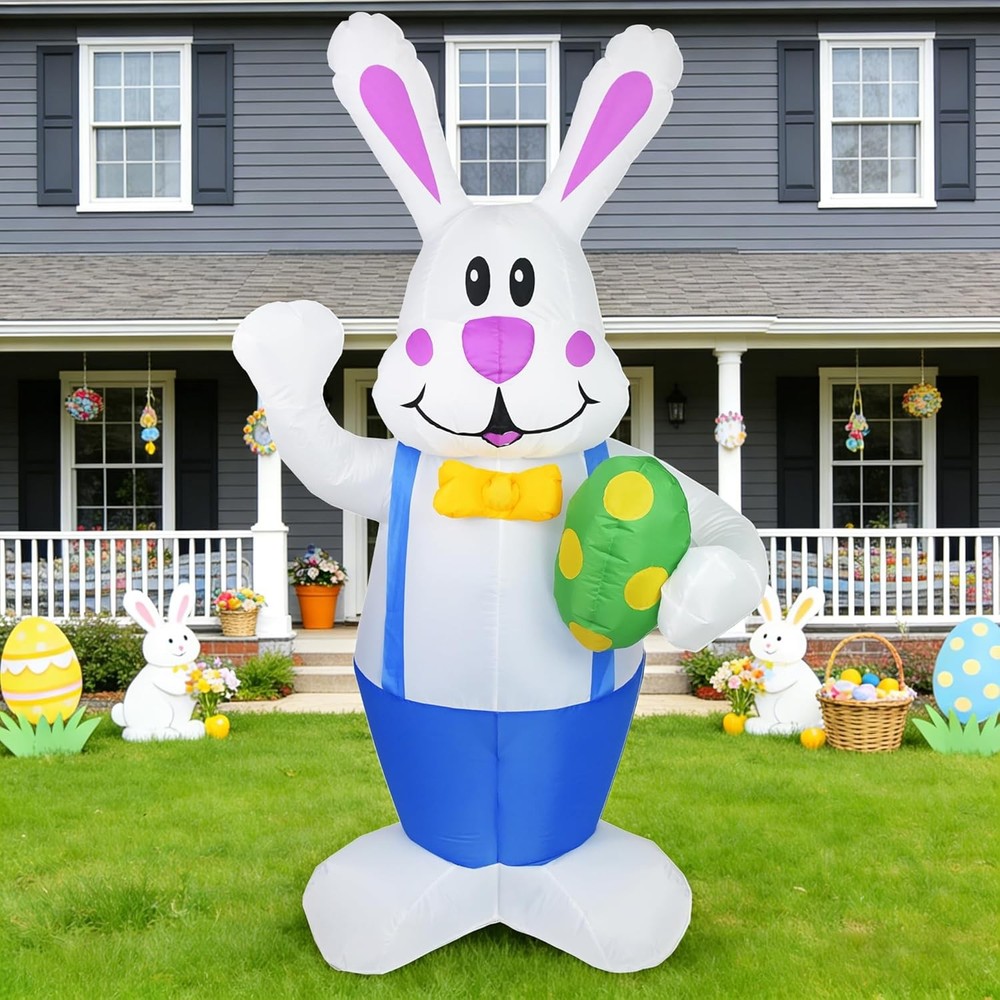 6FT Easter Inflatables Outdoor Decorations Easter Bunny Blow up Yard Decoration
