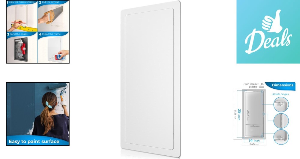 14x29 Access Panel for Drywall - Durable Plastic Cover for Plumbing Access