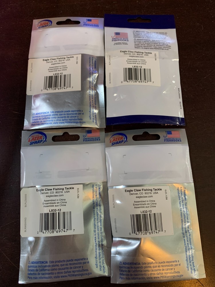READY RIG 18" 1/2oz. 2-pack Lot x4pks Eagle Claw Lazer Sharp