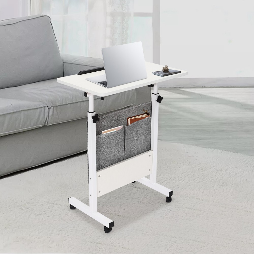 Rolling Laptop Desk Office Computer Table Adjustable Height Stand up w/ Storage