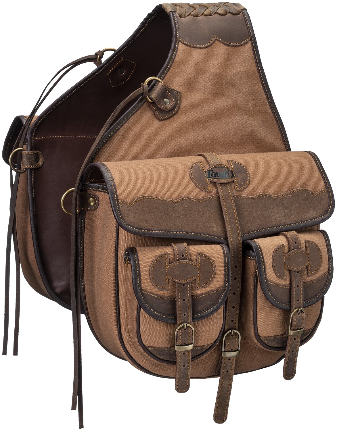 Western Saddle Canvas and Leather Trail Riding Saddle Bags - 3 Color Choices