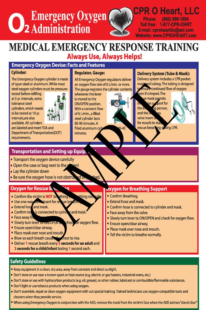 Bloodborne Pathogens and Emergency Oxygen Administration Reference Chart