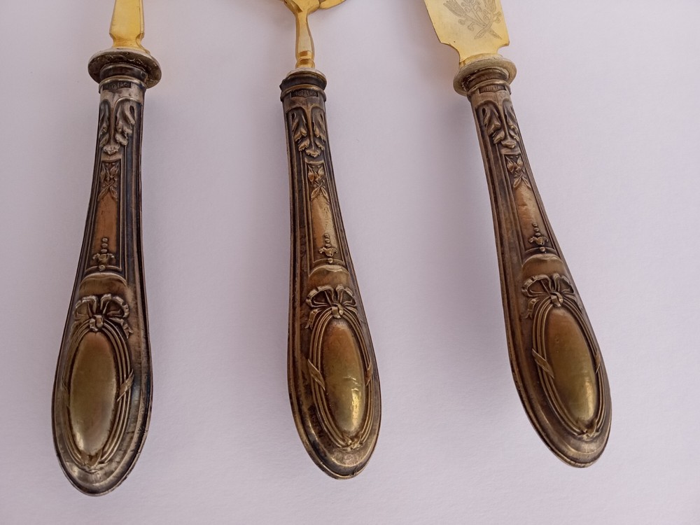 3 Pc. Antique .800 Solid Silver European Pastry Server Set