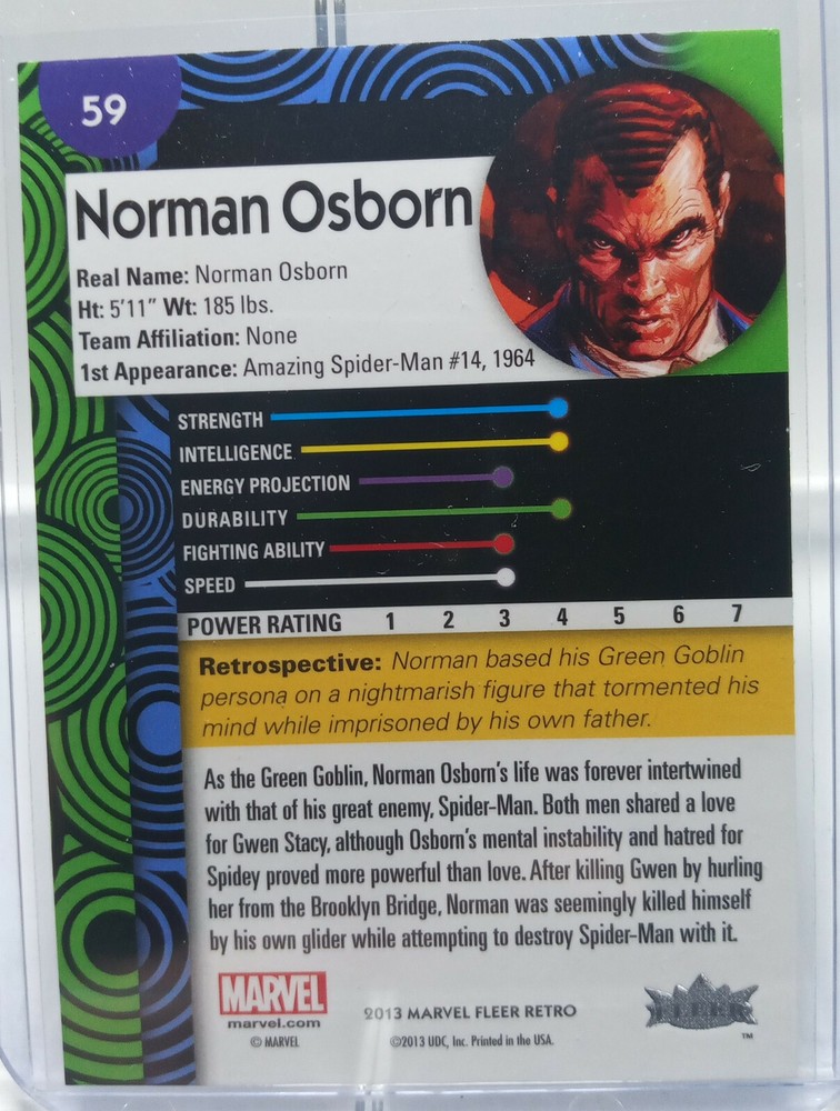 2013 UD Marvel Fleer Retro reg Norman Osborn 059 (no unn)