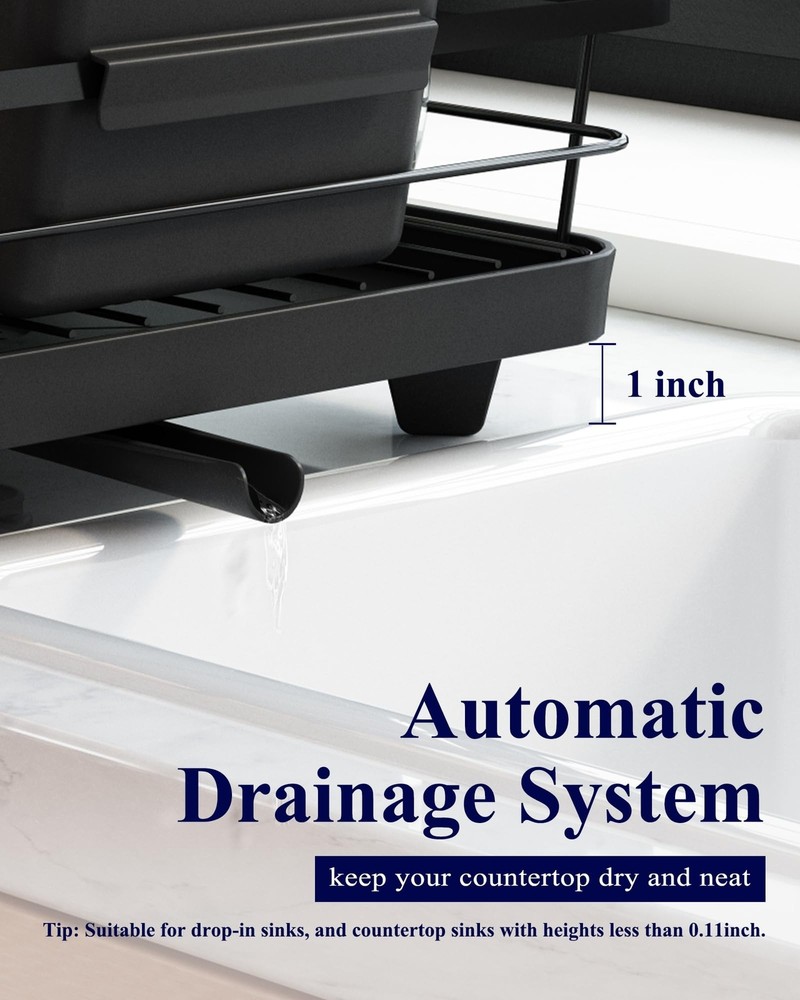 Kitsure Dish Drying Rack- Space-Saving Dish Rack, Dish Racks for Kitchen Coun...