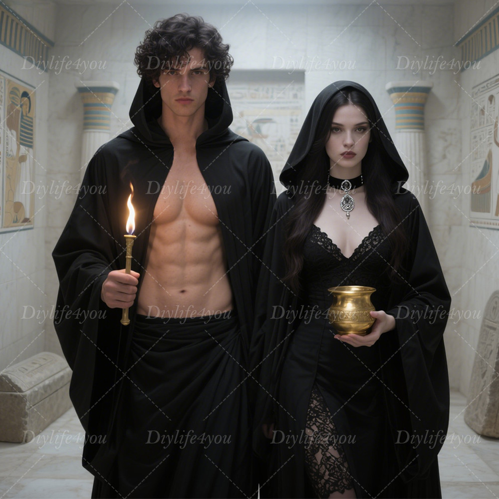 Adults Mens Hooded Robe Cloak Cape Party Halloween Vampire Robe Cosplay Costume