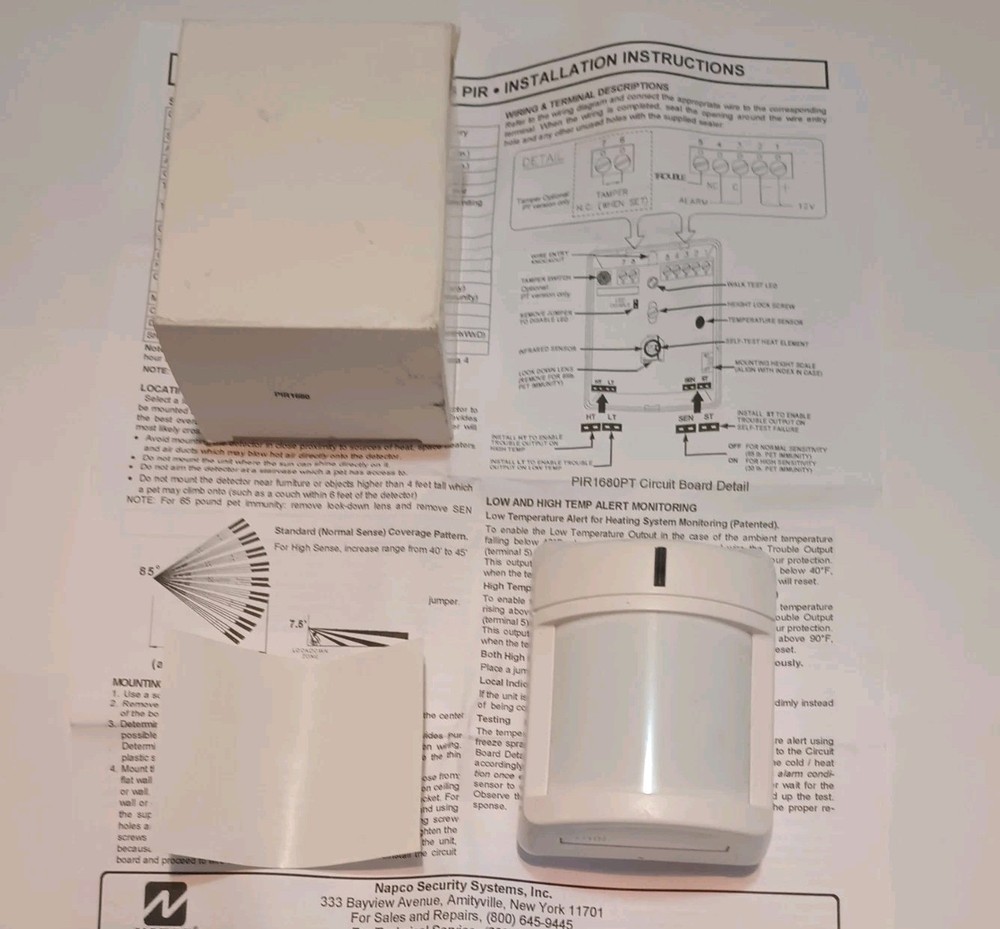 Napco Microprocessor PIR Sensor & Room-Temp Alert, Pet Immune (PIR1680PT)