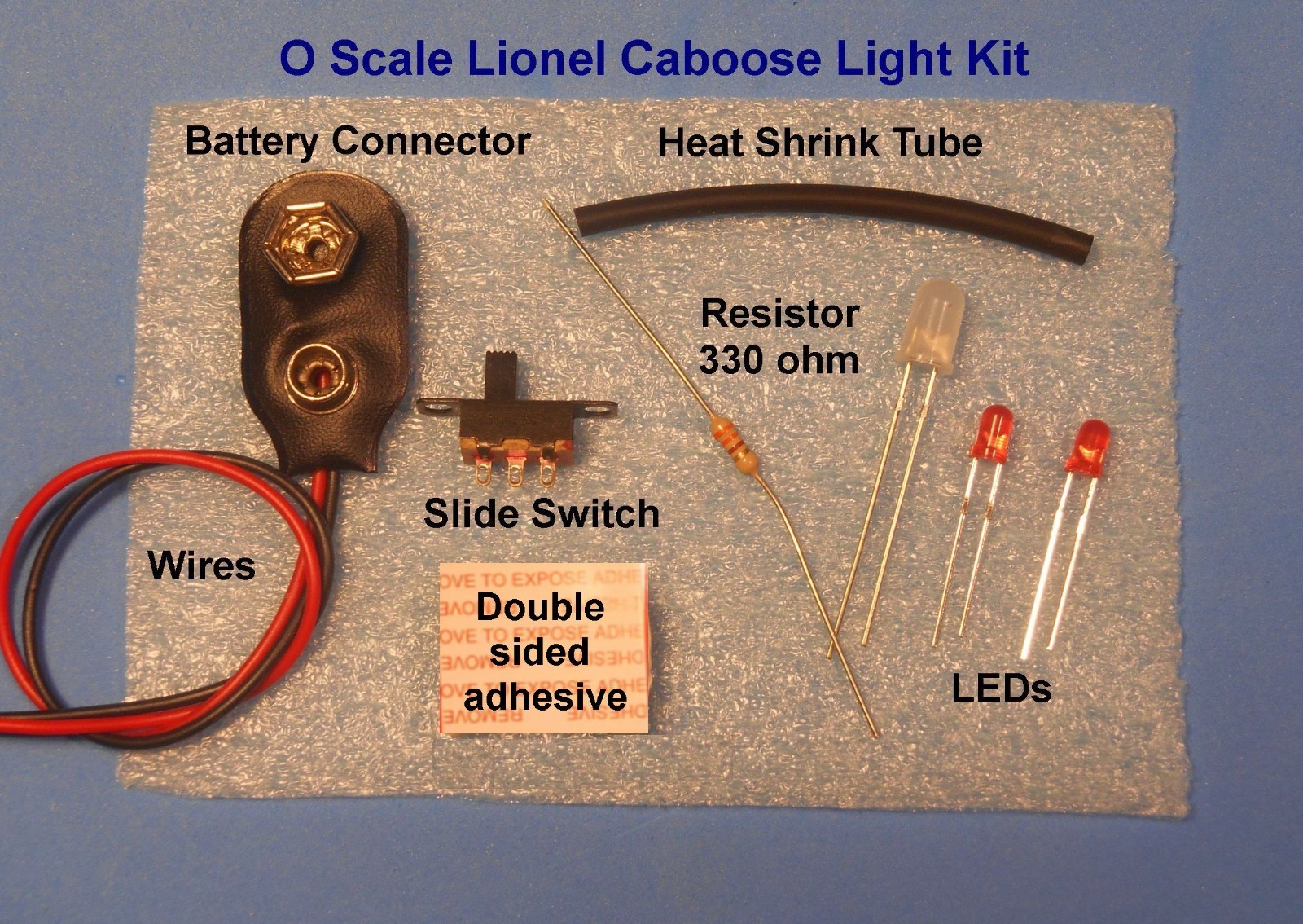 O Scale Lionel lighted Caboose LED Lighting KIT using On-board Battery & Switch